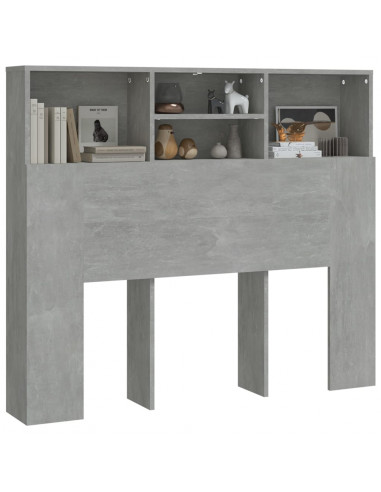 Testiera con Contenitore Grigio Cemento 120x19x103,5 cm