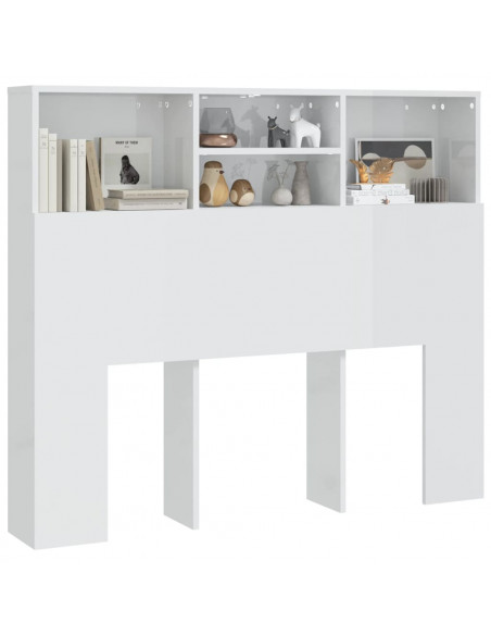 Testiera con Contenitore Bianco Lucido 120x19x103,5 cm