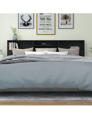 Testiera con Contenitore Nero 220x19x103,5 cm