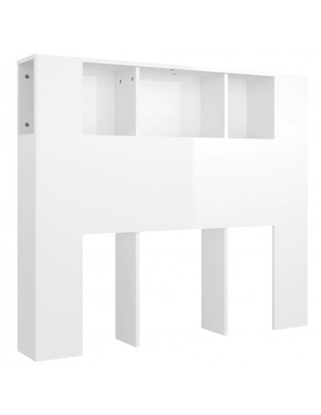 Testiera con Scomparti Bianco Lucido 120x18,5x102,5 cm