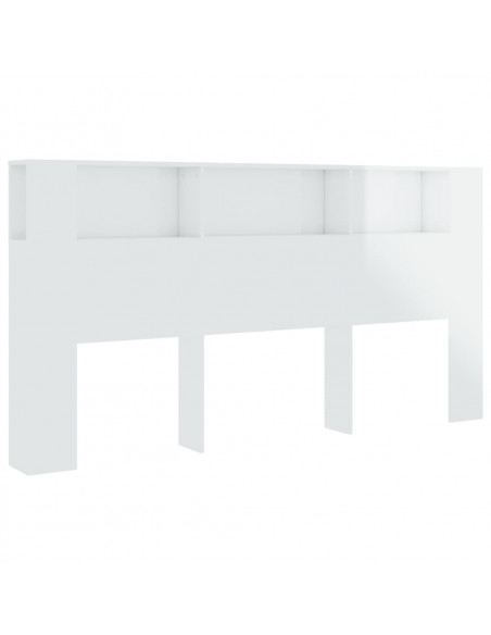 Testiera con Scomparti Bianco Lucido 200x18,5x104,5 cm