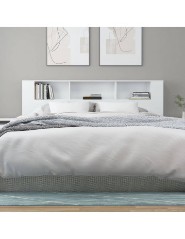 Testiera con Scomparti Bianco Lucido 200x18,5x104,5 cm