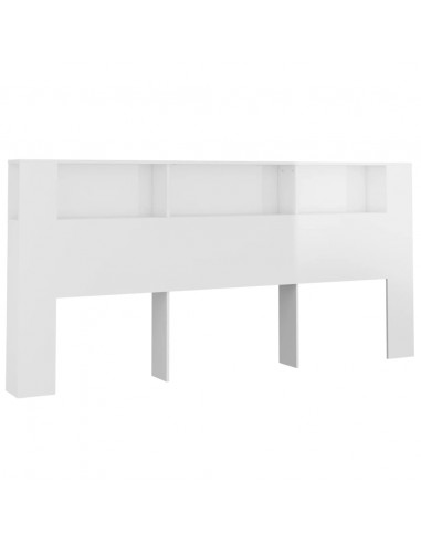 Testiera con Scomparti Bianco Lucido 220x18,5x104,5 cm