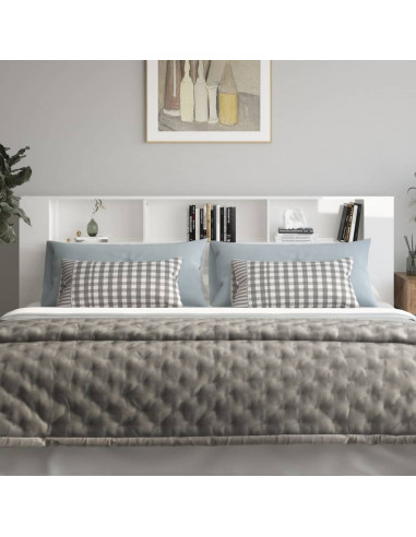 Testiera con Scomparti Bianco Lucido 220x18,5x104,5 cm