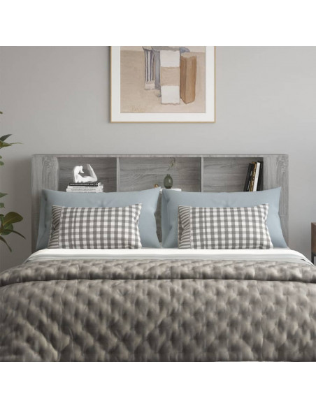 Testiera Letto con Scomparti Grigio Sonoma 180x18,5x104,5 cm