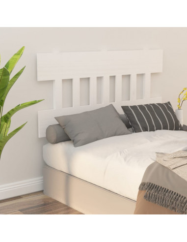 Testiera Letto Bianca 123,5x3x81 cm in Legno Massello di Pino