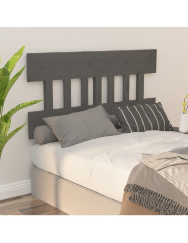 Testiera per Letto Grigia 143,5x3x81 cm Legno Massello di Pino