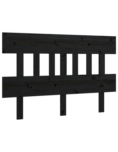Testiera per Letto Nera 143,5x3x81 cm Legno Massello di Pino