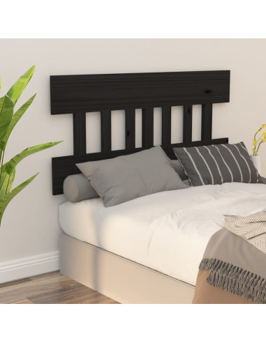 Testiera per Letto Nera 143,5x3x81 cm Legno Massello di Pino