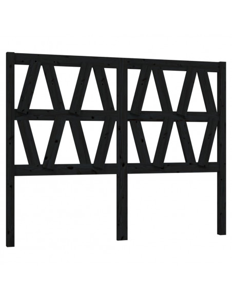 Testiera per Letto Nera 126x4x100 cm in Legno Massello di Pino