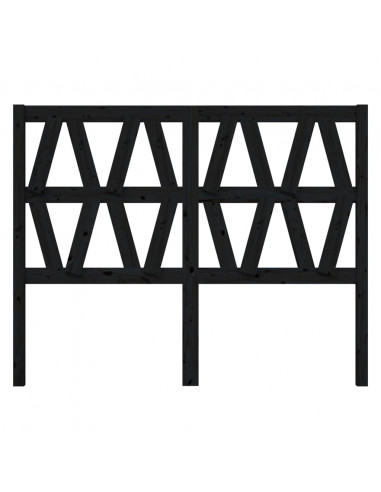 Testiera per Letto Nera 126x4x100 cm in Legno Massello di Pino