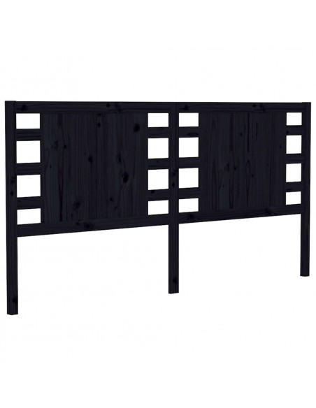 Testiera per Letto Nera 126x4x100 cm in Legno Massello di Pino