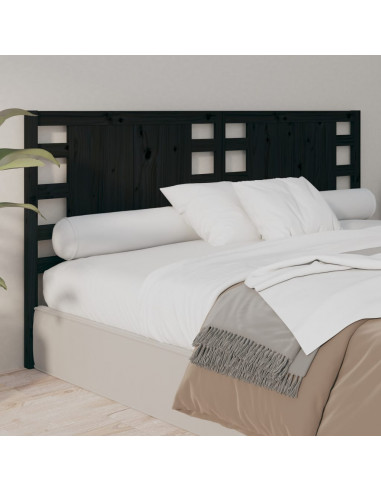 Testiera per Letto Nera 166x4x100 cm in Legno Massello di Pino
