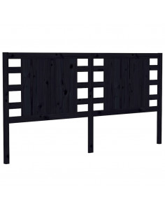 Testiera per Letto Nera 206x4x100 cm in Legno Massello di Pino 2