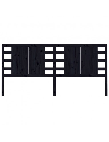 Testiera per Letto Nera 206x4x100 cm in Legno Massello di Pino