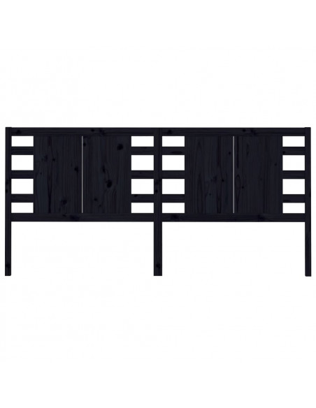 Testiera per Letto Nera 206x4x100 cm in Legno Massello di Pino