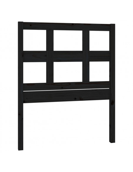Testiera per Letto Nera 80,5x4x100 cm in Legno Massello di Pino