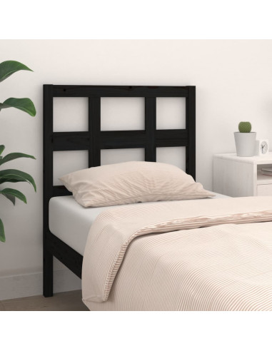 Testiera per Letto Nera 80,5x4x100 cm in Legno Massello di Pino