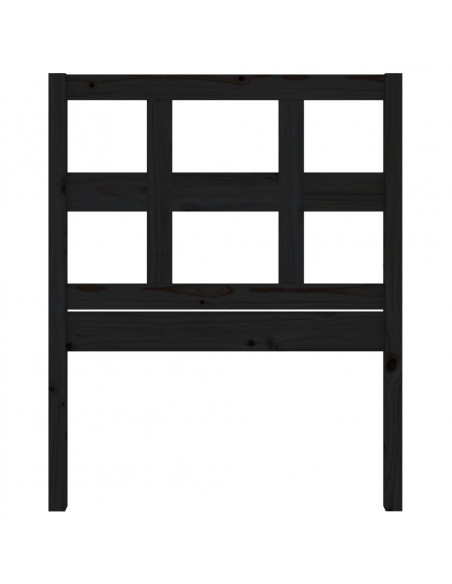Testiera per Letto Nera 80,5x4x100 cm in Legno Massello di Pino