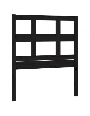 Testiera per Letto Nera 95,5x4x100 cm in Legno Massello di Pino
