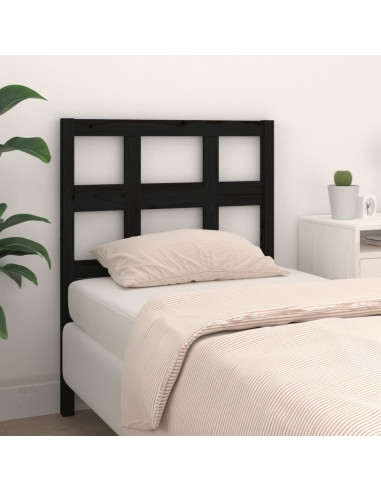 Testiera per Letto Nera 95,5x4x100 cm in Legno Massello di Pino