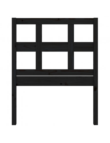 Testiera per Letto Nera 95,5x4x100 cm in Legno Massello di Pino