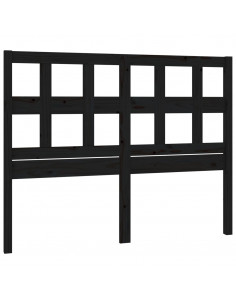 Testiera per Letto Nera 145,5x4x100cm in Legno Massello di Pino 2
