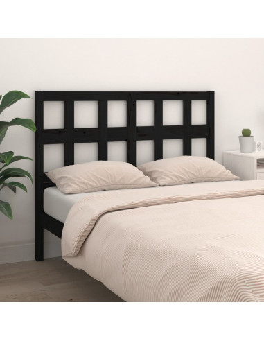 Testiera per Letto Nera 145,5x4x100cm in Legno Massello di Pino