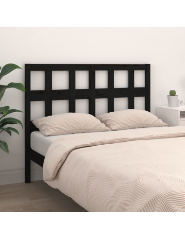 Testiera per Letto Nera 165,5x4x100cm in Legno Massello di Pino