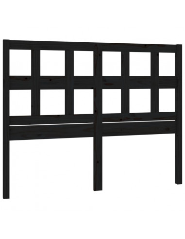 Testiera per Letto Nera 185,5x4x100cm in Legno Massello di Pino