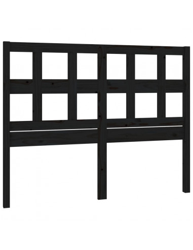 Testiera per Letto Nera 205,5x4x100cm in Legno Massello di Pino