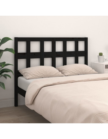 Testiera per Letto Nera 205,5x4x100cm in Legno Massello di Pino