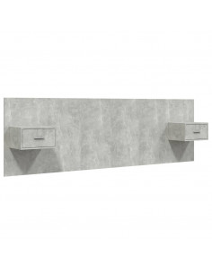 Testiera Letto con Comodini in Legno Multistrato Grigio Cemento 2