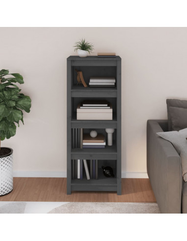 Libreria Grigia 50x35x125,5 cm in Legno Massello di Pino