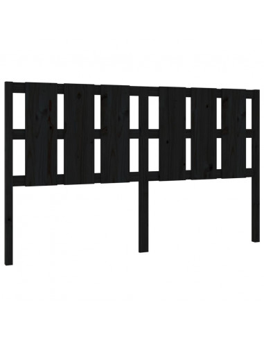 Testiera per Letto Nera 185,5x4x100cm in Legno Massello di Pino