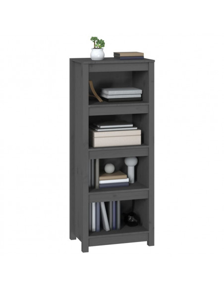 Libreria Grigia 50x35x125,5 cm in Legno Massello di Pino