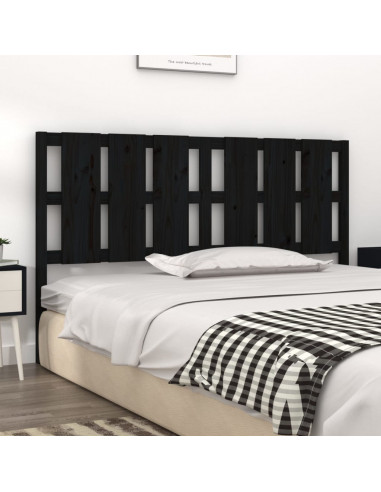 Testiera per Letto Nera 185,5x4x100cm in Legno Massello di Pino