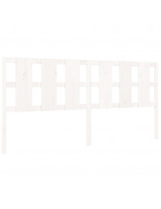 Testiera per Letto Bianca 205,5x4x100 cm Legno Massello di Pino 2