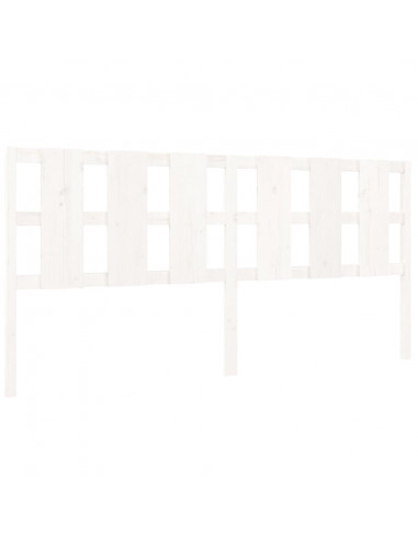 Testiera per Letto Bianca 205,5x4x100 cm Legno Massello di Pino