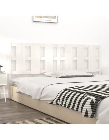 Testiera per Letto Bianca 205,5x4x100 cm Legno Massello di Pino