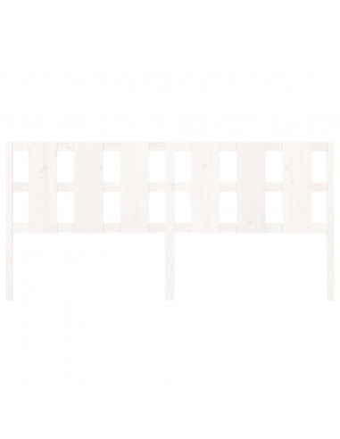 Testiera per Letto Bianca 205,5x4x100 cm Legno Massello di Pino