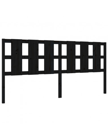 Testiera per Letto Nera 205,5x4x100cm in Legno Massello di Pino