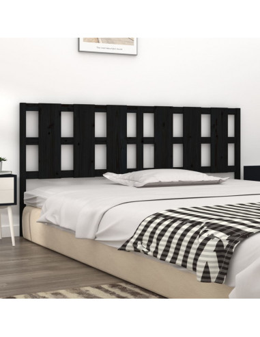 Testiera per Letto Nera 205,5x4x100cm in Legno Massello di Pino