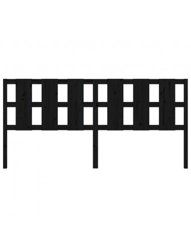 Testiera per Letto Nera 205,5x4x100cm in Legno Massello di Pino