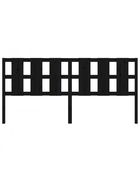 Testiera per Letto Nera 205,5x4x100cm in Legno Massello di Pino