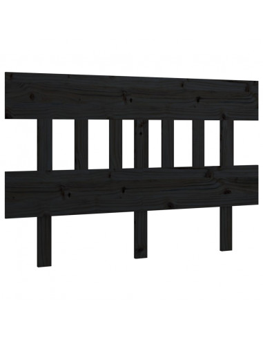 Testiera per Letto Nera 163,5x3x81 cm in Legno Massello di Pino