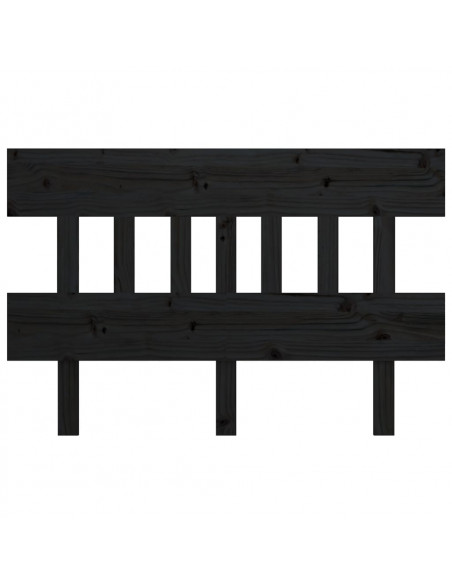 Testiera per Letto Nera 163,5x3x81 cm in Legno Massello di Pino