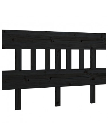 Testiera per Letto Nera 183,5x3x81 cm Legno Massello di Pino