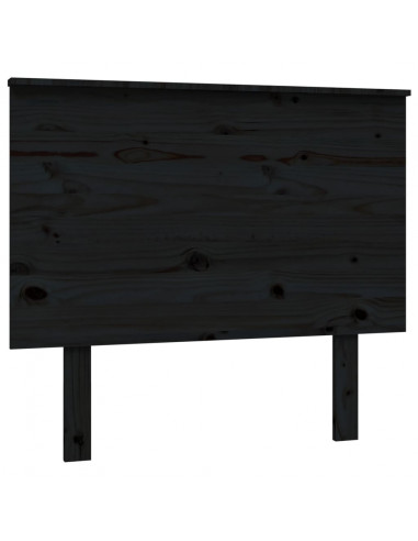 Testiera per Letto Nera 94x6x82,5 cm in Legno Massello di Pino