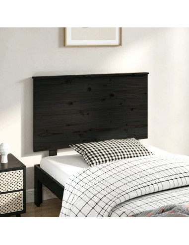 Testiera per Letto Nera 94x6x82,5 cm in Legno Massello di Pino